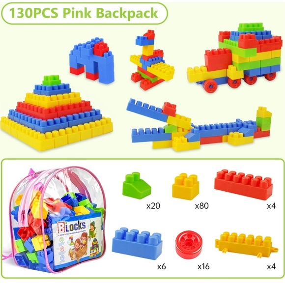 Building Blocks 130pcs Kids Toddlers Educational Activity Toys Assembly Bricks - Picture 2 of 5